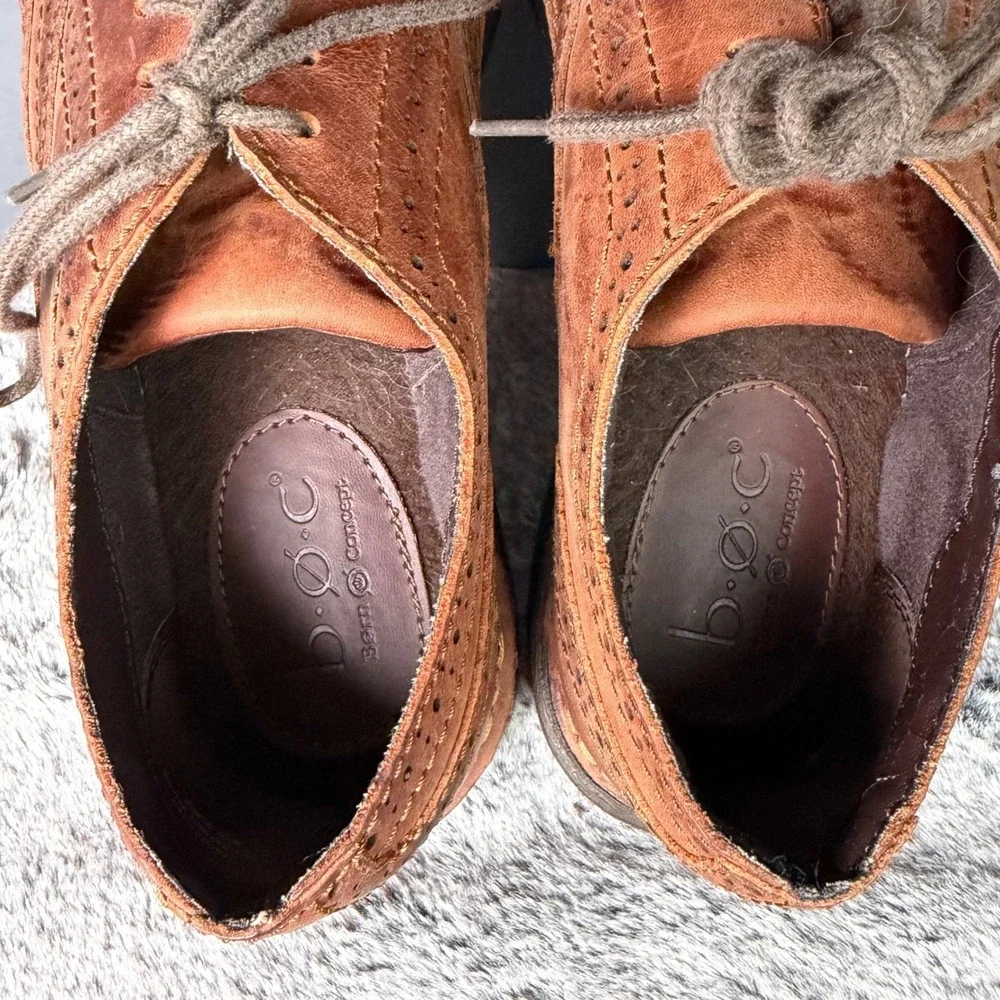 b.o.c. Born Concept Mens Brown Leather Wingtip Oxford Shoes BM5015 Size 9 42.5